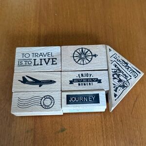 Travel-Themed Wood-Mounted Rubber Stamps Set 7